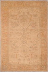 handmade Traditional Kafkaz Tan Gold Hand Knotted RECTANGLE 100% WOOL area rug 6 x 9