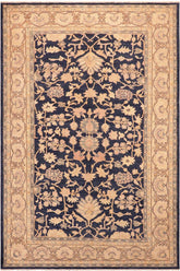 handmade Traditional Kafkaz Blue Tan Hand Knotted RECTANGLE 100% WOOL area rug 6 x 9