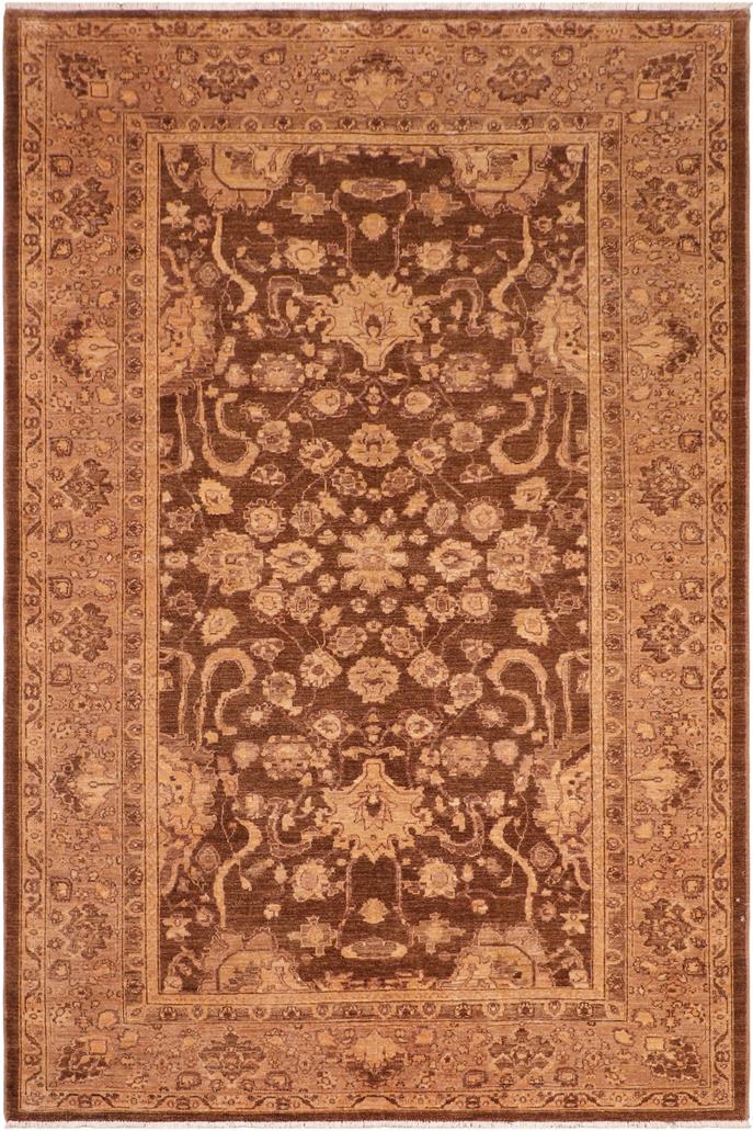 handmade Traditional Kafkaz Brown Tan Hand Knotted RECTANGLE 100% WOOL area rug 6 x 9