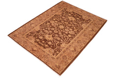 handmade Traditional Kafkaz Brown Tan Hand Knotted RECTANGLE 100% WOOL area rug 6 x 9