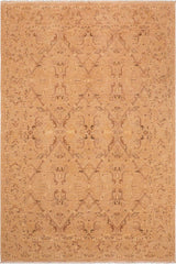 handmade Transitional Lahore Tan Brown Hand Knotted RECTANGLE 100% WOOL area rug 6 x 9