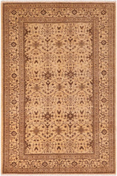 handmade Transitional Kafkaz Beige Brown Hand Knotted RECTANGLE 100% WOOL area rug 6 x 9