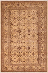 handmade Transitional Kafkaz Beige Brown Hand Knotted RECTANGLE 100% WOOL area rug 6 x 9