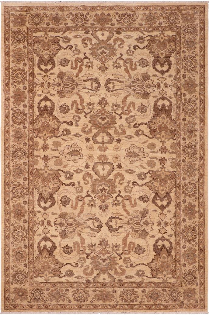 handmade Traditional Kafkaz Beige Brown Hand Knotted RECTANGLE 100% WOOL area rug 6 x 9