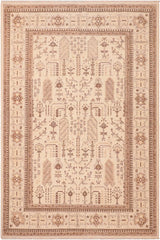 handmade Transitional Kafkaz Beige Brown Hand Knotted RECTANGLE 100% WOOL area rug 6 x 9