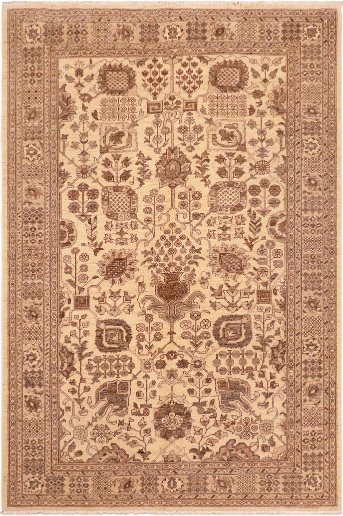 handmade Traditional Kafkaz Tan Beige Hand Knotted RECTANGLE 100% WOOL area rug 6 x 9
