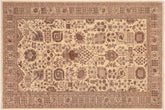 handmade Geometric Kafkaz Tan Beige Hand Knotted RECTANGLE 100% WOOL area rug 6' x 9'