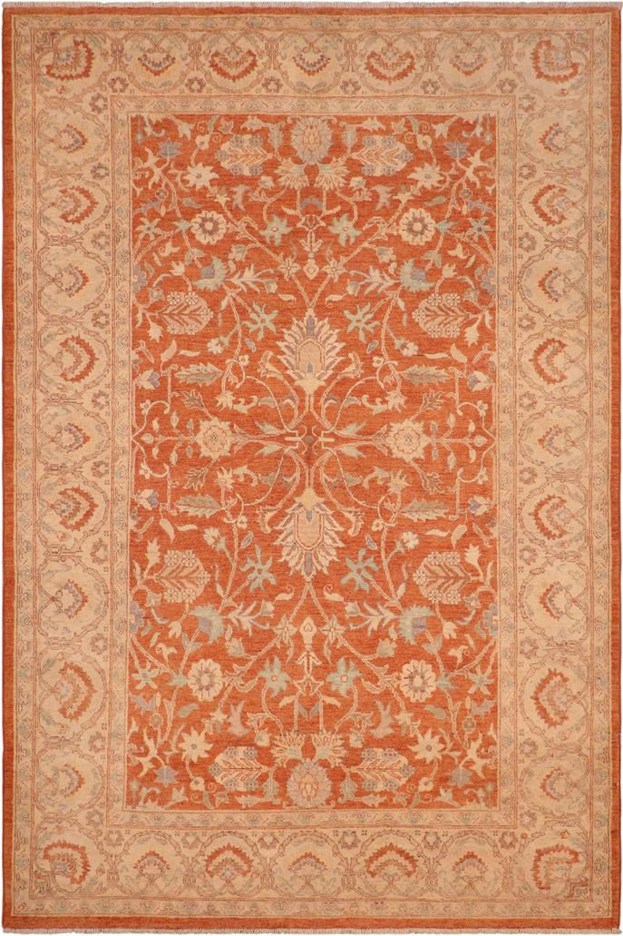 handmade Traditional Kafkaz Rust Beige Hand Knotted RECTANGLE 100% WOOL area rug 6 x 9