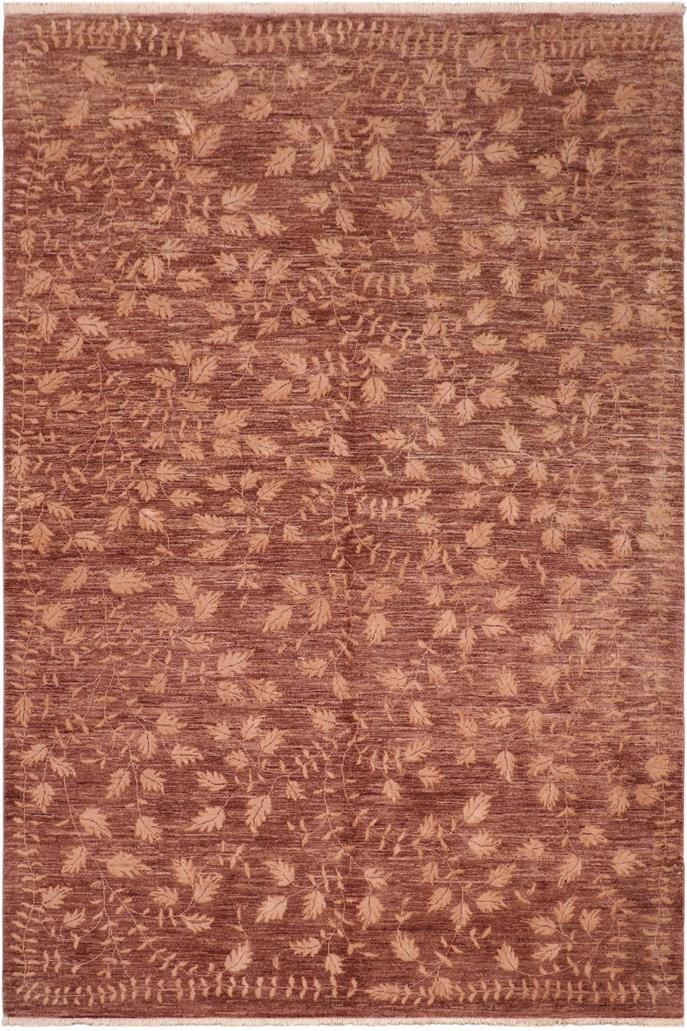 handmade Transitional Kafkaz Brown Tan Hand Knotted RECTANGLE WOOL&SILK area rug 6 x 9