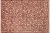 handmade Modern Kafkaz Brown Tan Hand Knotted RECTANGLE WOOL&SILK area rug 6' x 9'