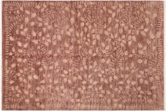 handmade Modern Kafkaz Brown Tan Hand Knotted RECTANGLE WOOL&SILK area rug 6' x 9'