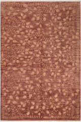 handmade Transitional Kafkaz Brown Tan Hand Knotted RECTANGLE WOOL&SILK area rug 6 x 9