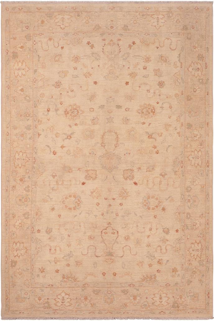 handmade Transitional Kafkaz Beige Brown Hand Knotted RECTANGLE 100% WOOL area rug 6 x 9