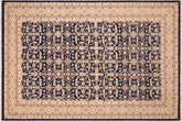 handmade Transitional Kafkaz Blue Gold Hand Knotted RECTANGLE 100% WOOL area rug 6' x 9'
