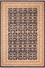 handmade Transitional Kafkaz Blue Gold Hand Knotted RECTANGLE 100% WOOL area rug 6 x 9