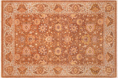handmade Traditional Kirman Brown Blue Hand Knotted RECTANGLE 100% WOOL area rug 6' x 9'