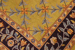 handmade Transitional Kafkaz Green Aubergine Hand Knotted RECTANGLE 100% WOOL area rug 6x9