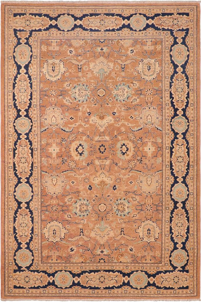 handmade Traditional Kafkaz Rose Blue Hand Knotted RECTANGLE 100% WOOL area rug 6 x 9