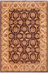 handmade Traditional Kafkaz Brown Tan Hand Knotted RECTANGLE 100% WOOL area rug 6 x 9