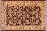 handmade Transitional Kafkaz Brown Tan Hand Knotted RECTANGLE 100% WOOL area rug 6' x 9'