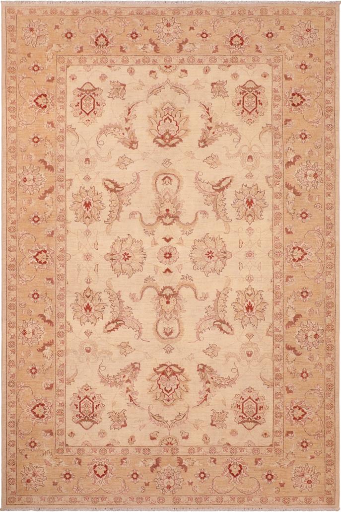 handmade Traditional Kafkaz Beige Gold Hand Knotted RECTANGLE 100% WOOL area rug 6 x 9