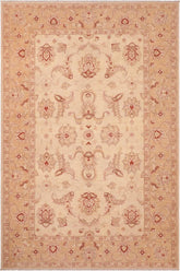 handmade Traditional Kafkaz Beige Gold Hand Knotted RECTANGLE 100% WOOL area rug 6 x 9