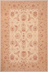 handmade Traditional Kafkaz Beige Gold Hand Knotted RECTANGLE 100% WOOL area rug 6 x 9