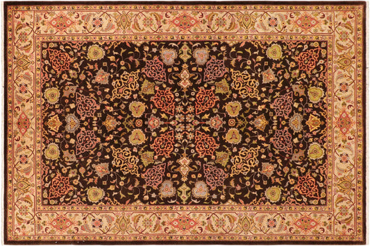 handmade Traditional Kafkaz Brown Beige Hand Knotted RECTANGLE 100% WOOL area rug 6' x 9'