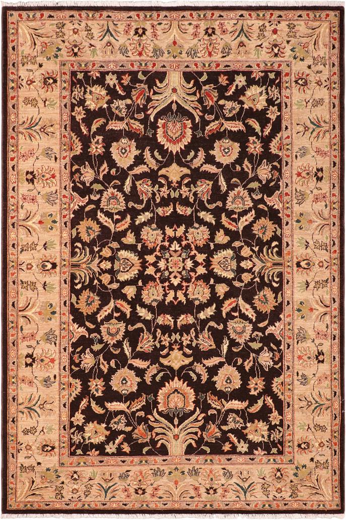 handmade Traditional Kafkaz Brown Tan Hand Knotted RECTANGLE 100% WOOL area rug 6 x 9