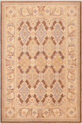 handmade Transitional Kafkaz Brown Beige Hand Knotted RECTANGLE 100% WOOL area rug 6 x 9