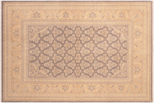 handmade Transitional Kafkaz Gray Gold Hand Knotted RECTANGLE 100% WOOL area rug 6x9