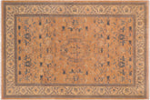 handmade Traditional Kafkaz Rose Beige Hand Knotted RECTANGLE 100% WOOL area rug 6x9