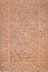 handmade Traditional Kafkaz Green Tan Hand Knotted RECTANGLE 100% WOOL area rug 6 x 9