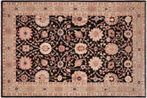 handmade Transitional Lahore Black Green Hand Knotted RECTANGLE 100% WOOL area rug 6' x 9'