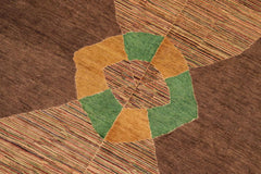 handmade Modern Gabbeh Brown Gold Hand Knotted RECTANGLE 100% WOOL area rug 6 x 9