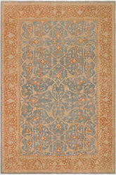 handmade Transitional Kafkaz Blue Brown Hand Knotted RECTANGLE 100% WOOL area rug 9 x 12