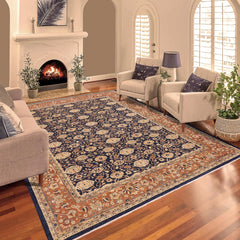 handmade Transitional Kafkaz Blue Dull Orange Hand Knotted RECTANGLE 100% WOOL area rug 9' x 12'
