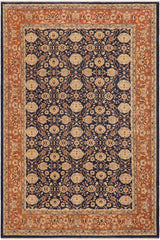 handmade Transitional Kafkaz Blue Dull Orange Hand Knotted RECTANGLE 100% WOOL area rug 9 x 12