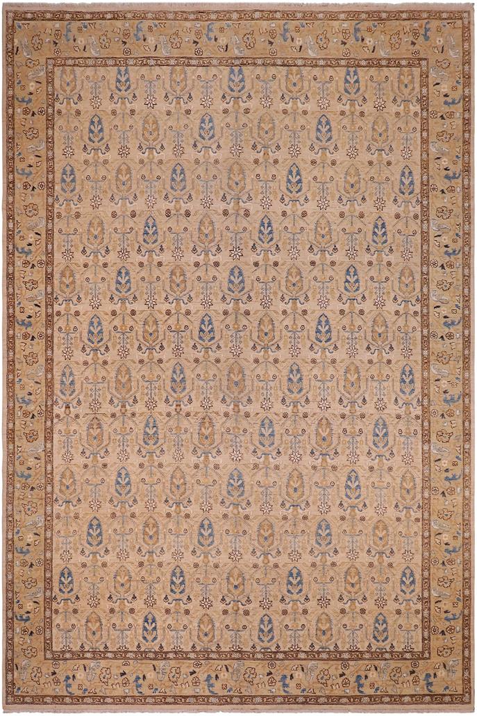 handmade Transitional Kafkaz Beige Tan Hand Knotted RECTANGLE 100% WOOL area rug 9 x 12