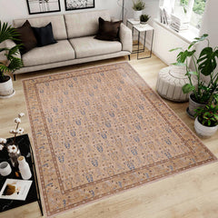 handmade Transitional Kafkaz Beige Tan Hand Knotted RECTANGLE 100% WOOL area rug 9' x 12'
