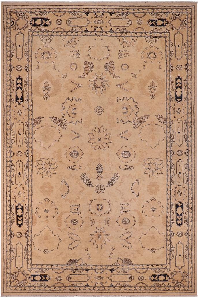 handmade Traditional Kafkaz Beige Tan Hand Knotted RECTANGLE 100% WOOL area rug 9 x 12