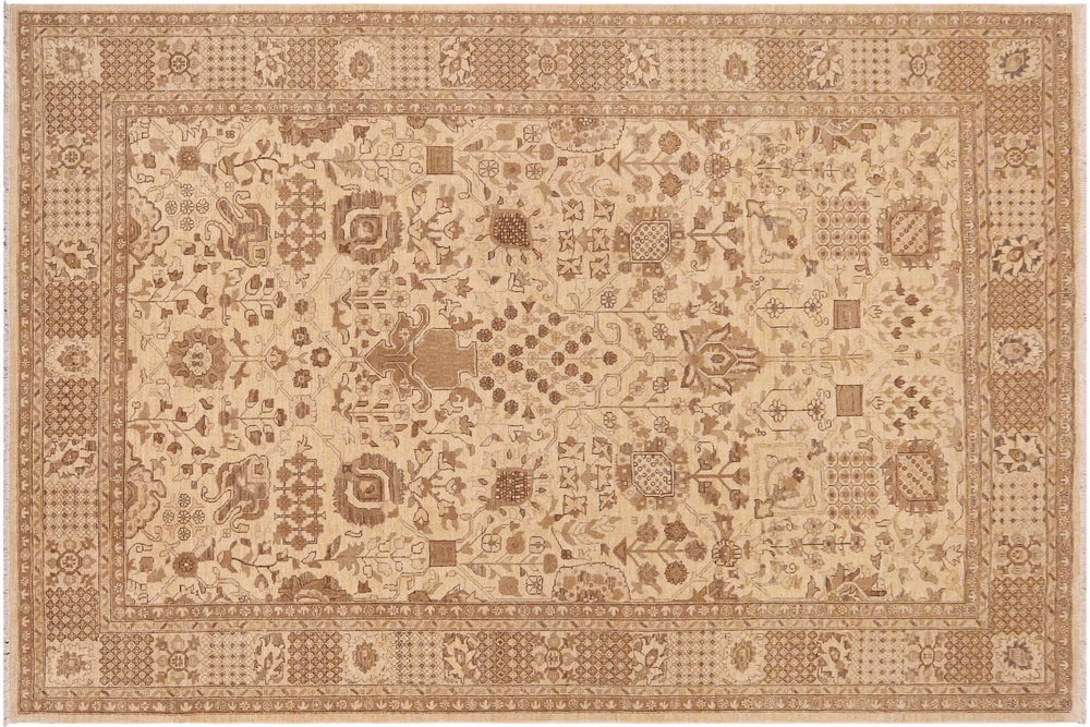 handmade Traditional Kafkaz Beige Tan Hand Knotted RECTANGLE 100% WOOL area rug 9x12
