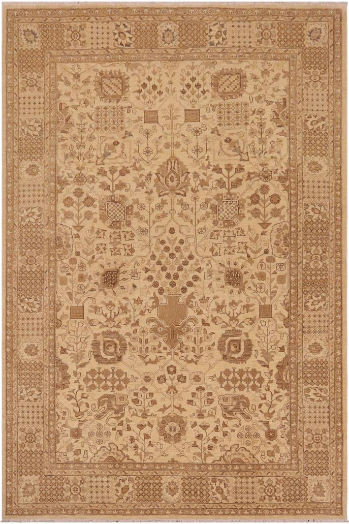 handmade Traditional Kafkaz Beige Tan Hand Knotted RECTANGLE 100% WOOL area rug 9 x 12