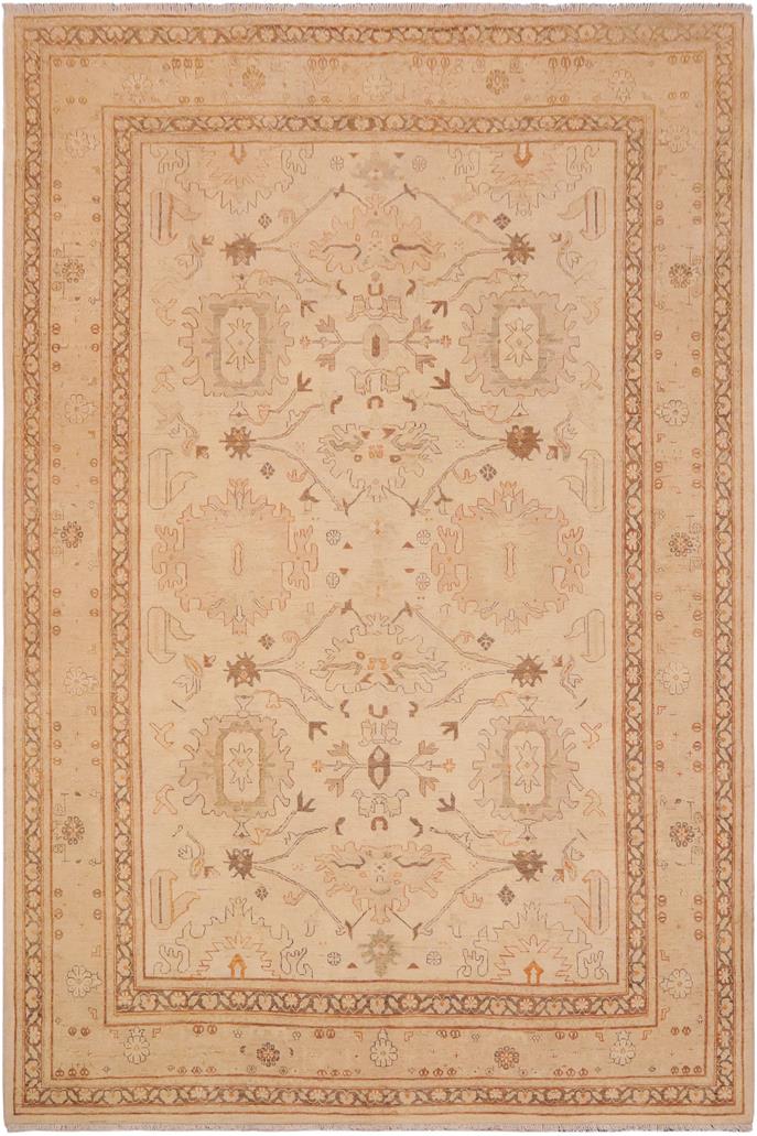 handmade Traditional Kafkaz Beige Tan Hand Knotted RECTANGLE 100% WOOL area rug 9 x 12