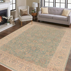 handmade Traditional Kafkaz Lt. Blue Ivory Hand Knotted RECTANGLE 100% WOOL area rug 9 x 12