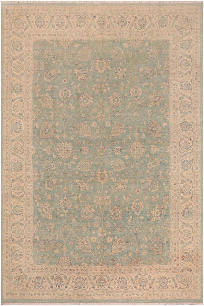 handmade Traditional Kafkaz Lt. Blue Ivory Hand Knotted RECTANGLE 100% WOOL area rug 9 x 12