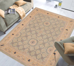 handmade Transitional Kafkaz Green Tan Hand Knotted RECTANGLE 100% WOOL area rug 9' x 12'