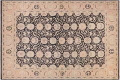 handmade Transitional Lahore Charcoal Pink Hand Knotted RECTANGLE 100% WOOL area rug 9' x 12'
