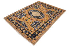 handmade Traditional Kafkaz Orange Blue Hand Knotted RECTANGLE 100% WOOL area rug 9' x 12'
