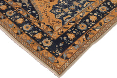 handmade Traditional Kafkaz Orange Blue Hand Knotted RECTANGLE 100% WOOL area rug 9' x 12'